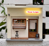 Dollhouse Miniature Coffee Shop Scene Korean Style Cafe Diorama Shop Front Available in 1/12 and 1/6 Scale Handmade Personalised Logo