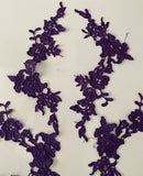 Craftuneed Bundle lot 6pcs purple sew on lace applique embroidered floral lace motif patch