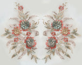 3D Floral Beaded Lace Applique Pair Embroidered Bridal Couture Tulle Motif Patch