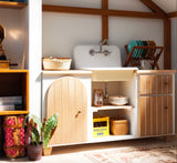 Craftuneed 1:6 Scale Miniature Dollhouse Kitchen Wooden Cabinet Sink Tap Doll Bathroom Furniture Sink Cabinet Faucet