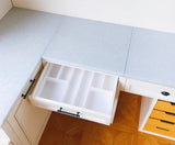 Craftuneed 1:6 Scale Miniature Dollhouse Kitchen Set L Shaped Cabinet with Sink Cupboard Organiser Doll Furniture Available in ivory or blue