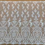 Ivory Beaded Lace Fabric by Yard Bridal Floral Sequin Embroidered Lace For Wedding DIY