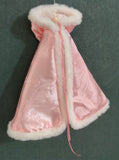 Handmade Doll Cape Miniature Pink Satin Faux Fur Hooded Cloak 1/6 1/4 1/3 Custom