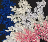 10 Pairs Embroidered Lace Appliques, Bridal Dress Floral Lace Motifs Patch