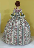 1:6 Scale Victorian Doll Dress Handmade Floral Historical Gown Lace Rococo Style Outfit