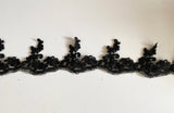 Craftuneed Bundle Black Eyelash Style Lace Trim Sew On Embroidered Floral Tulle Lace Trimming for Sewing DIY