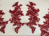 Craftuneed Bundle 6pcs wine colour floral lace applique Embroidered tulle lace motif patch