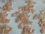 Craftuneed Bundle 3pcs skin pink 3D lace applique sew on double layer embroidered floral lace motif patch