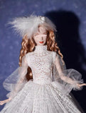 Handmade Doll Lace Dress & Fascinator Set Miniature Custom For 1/6 1/4 1/3 Scale