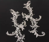 Ivory Floral Lace Applique Pair Bridal Lace Motifs Left Right Matching 20 Pairs (40pcs)