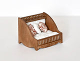 Craftuneed 1:6 Scale Dollhouse Victorian Pet Bed with Cushions Mattress Miniature Wooden Dog Cat Bed Furniture for Fashion Dolls Handmade