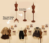 Craftuneed 1:6 Scale Miniature Vintage French Style Wooden Dress Form Mannequin Prop with 2 Interchangeable Bases Doll Furniture