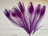 Craftuneed Bundle 7pcs Purple Peacock Feather hat mount Feather For Millinery DIY Art craft