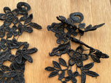 3pcs Black Floral Lace Appliques Embroidered Flower Lace Motifs Patches
