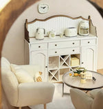Craftuneed 1:6 Scale Dollhouse Vintage Style Sideboard Cabinet Miniature Doll Dining Room Storage Wooden Furniture Handmade