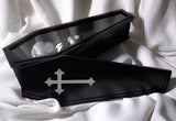 Craftuneed Handmade Miniature Dollhouse Black White Gothic Coffin Storage Box for Doll Halloween