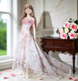 Handmade Floral Doll Dress Miniature Sequins Beaded Evening Gown For 1/6 1/4 1/3 Scale