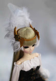 Craftuneed Victorian Style Doll Dress With Feather Headpiece Handmade Fantasy Gothic Costume for 1/6, 1/4, 1/3 Scale Dolls