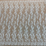 Champagne Beaded Lace Fabric by Yard Sequin Bridal Embroidered Lace Tulle For Wedding
