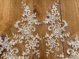 6pcs Ivory Floral Lace Appliques Bridal Wedding Embroidered Flower Lace Motifs