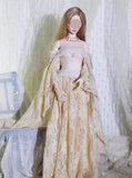 Handmade Vintage Lace Doll Dress and Necklace Miniature Gown For 1/6 1/4 1/3 Scale