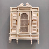 Handmade 1:12 Scale Vintage Dollhouse Cabinet - Miniature Wooden Wardrobe