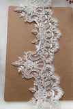 6 Yards Ivory Beaded Bridal Lace Trim Sequined Lace Edge for Wedding Dress Veil