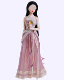 Handmade 1:6 Scale Doll Lace Dress with Necklace Miniature Victorian Style Gown Lilac