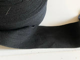 35 Metres Black Cotton Linen Blend Ribbon | 5cm Wide | Plain Fabric Trim | Sewing & Craft