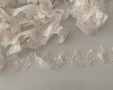 Craftuneed Bundle 16 Meters ivory floral cotton lace trim sew on dress edge lace trimming