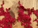 5pcs Wine Red Floral Lace Appliques Embroidered Flower Burgundy Lace Motifs Patches