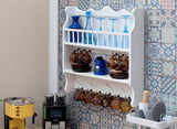 Craftuneed 1:6 Scale Dollhouse Wooden Wall Cup Rack Miniature Hanging Shelf with Hooks, Handmade Kitchen Storage for Dolls