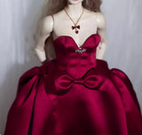 Handmade Miniature Red Evening Dress Doll Satin Ball Gown Available in 1/6 1/4 1/3
