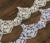 10 Yards Floral Lace Trim – White or Ivory Embroidered Tulle Lace for Bridal Sewing DIY