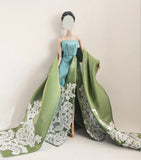 Custom Doll Lace & Satin Dress Shawl Inspired by Previous Design Handmade 1:6 Scale