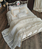 Handmade Vintage Dollhouse Bedding Set Miniature Blanket Pillow 1/12 1/6 1/4 1/3 Scale