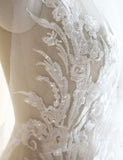 Large Ivory Sequin Lace Applique Bridal Floral Embroidered Lace Motif 79cm