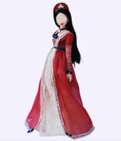 Handmade 1:6 Scale Vintage Romantic Doll Dress Renaissance-Inspired Court Gown with Jewellery