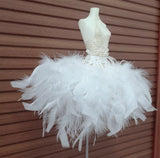 Craftuneed 1:6 Scale Luxury Feather Doll Dress Peach Pink or White Miniature Handmade ballet dress for Fashion Dolls Custom Sizes Available