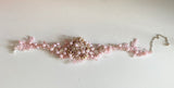 Craftuneed Handmade Pink Beaded Lace Necklace Faux Pearl Embroidered Floral Choker for Fairycore, Wedding or Costume Crafts
