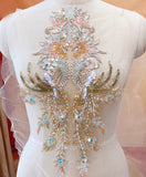 Iridescent Sequin Beaded Lace Applique Set Embroidery Motif for Couture Sewing DIY