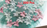 200pcs Organza 3D Floral Petals Handmade Burnt Edge Fabric Flowers For Wedding Craft DIY