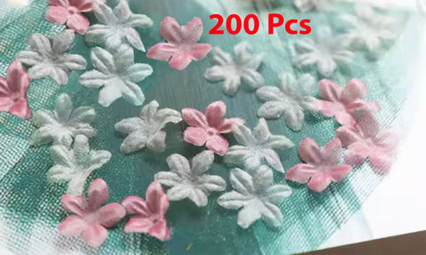 200pcs Organza 3D Floral Petals Handmade Burnt Edge Fabric Flowers For Wedding Craft DIY