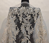 Champagne Beaded Lace Fabric by Yard Sequin Bridal Embroidered Lace Tulle For Wedding