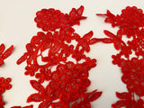 Craftuneed bundle 6pcs red sew on lace applique dress sewing embroidered floral lace motif patch