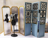 Craftuneed 1:6 scale Dollhouse Wooden Folding Screen Miniature Room Divider, Mirror Panel & Decorative Partition for Fashion Dolls