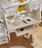 1:6 Scale Dollhouse Vintage Vanity Table with Chair Handmade Miniature Dressing Table