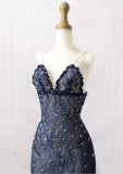 Craftuneed Handmade Beaded Navy Blue Doll Mermaid Evening Dress Starry Night Doll Gown Fit For 1/6 1/4 1/3 Fashion Dolls