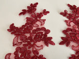 Craftuneed Bundle 6pcs wine colour floral lace applique Embroidered tulle lace motif patch