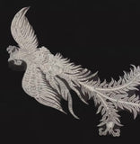 Ivory Peacock Lace Applique Pair Large Sequins Embroidered Motif For Costume Sewing DIY